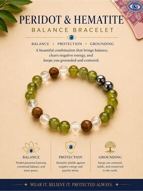 Peridot & Hematite Balance Bracelet – Green